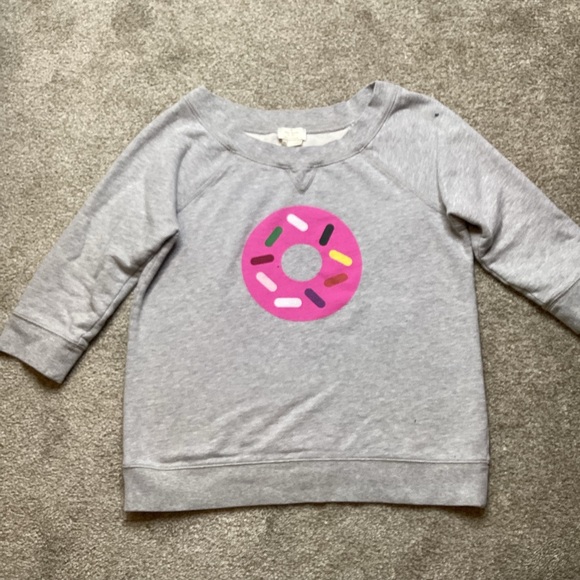 Kate Spade x Darcel Boatneck Grey Sweatshirt Pink Donut Medium Doughnut Top - Picture 2 of 9